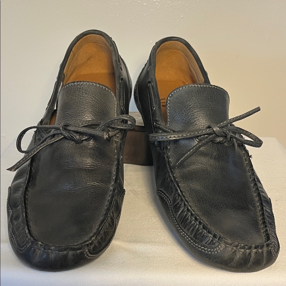 Clarks Men's Black Leather Boat tie Slip-On Loafers Moc Drivers size 8
